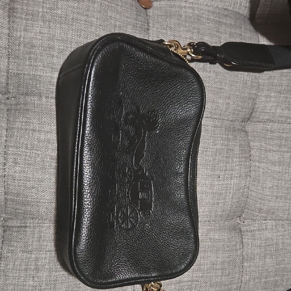 Coach Black Leather Bag Tag
